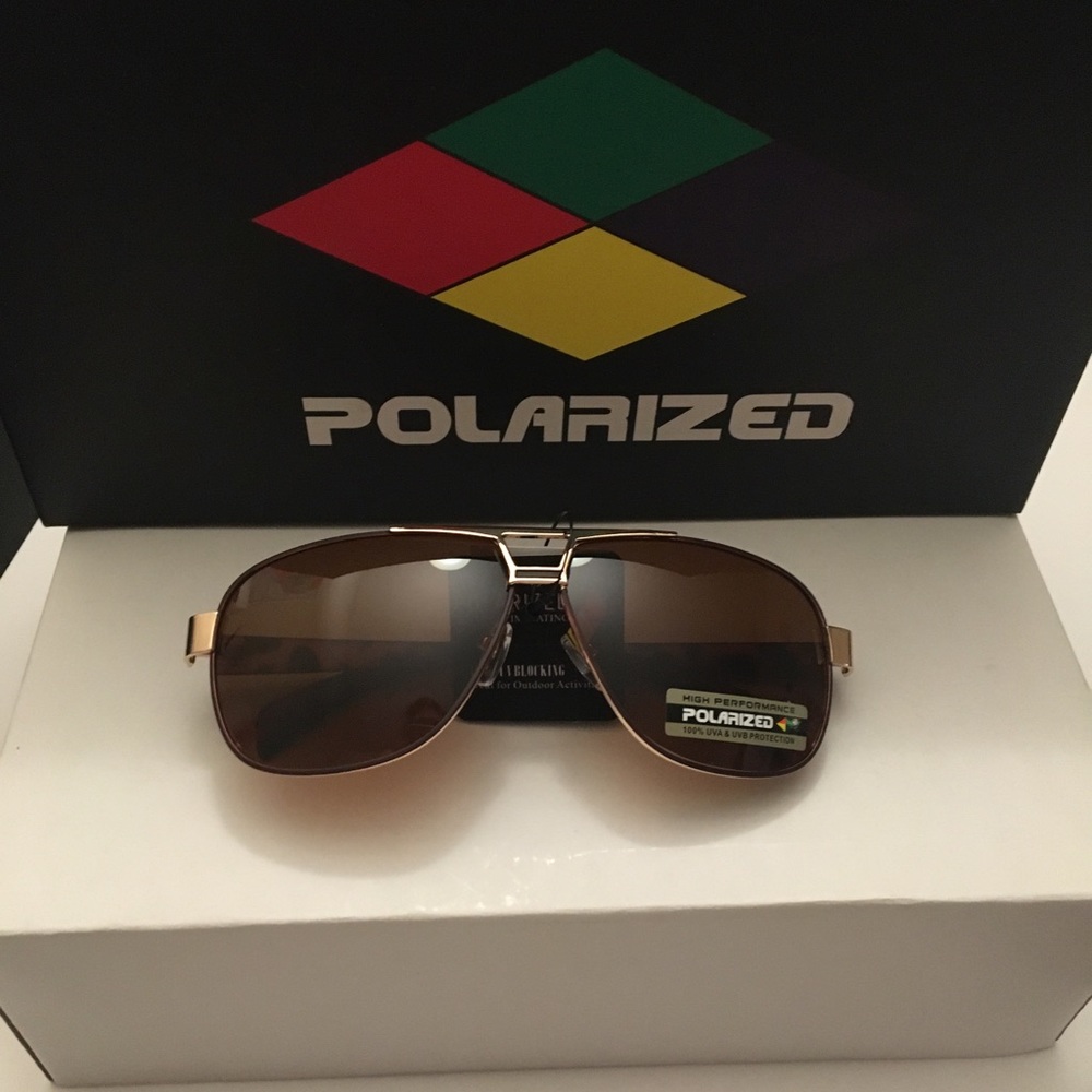 POLARIZED Unisex Brown Lens Aviators - Picture 2 of 9